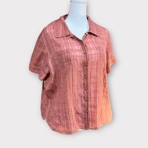 J Jill Sheer Blouse with Short Sleeves in dusty rust